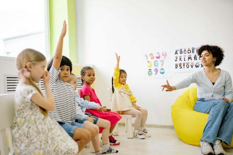 Children’s classroom with kids learning together in a clean, safe environment during Children’s Health Month.